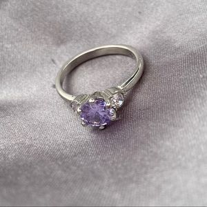 Silver & Purple Diamond Ring